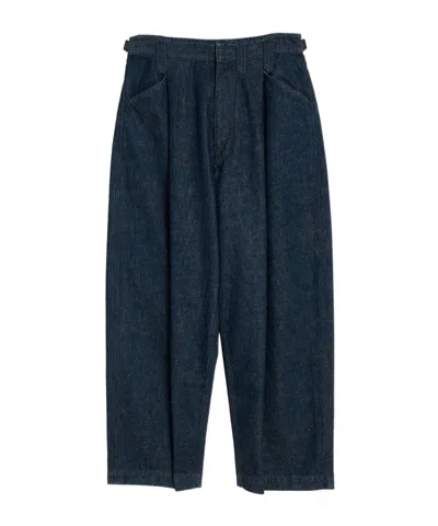 Lemaire Pleated Workwear Pants In Blue