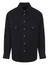 Lemaire Western Shirt With Pointed Collar And Pockets In Black