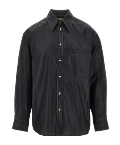 Lemaire Pocket Topstitching Shirt In Black