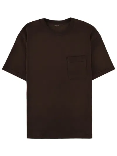 Lemaire Relaxed Fit T-shirt In Soft Cotton-linen Blend In Brown