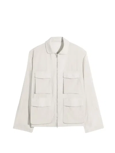 Lemaire 3d Pocket Jacket In Washed Technical Cotton In White
