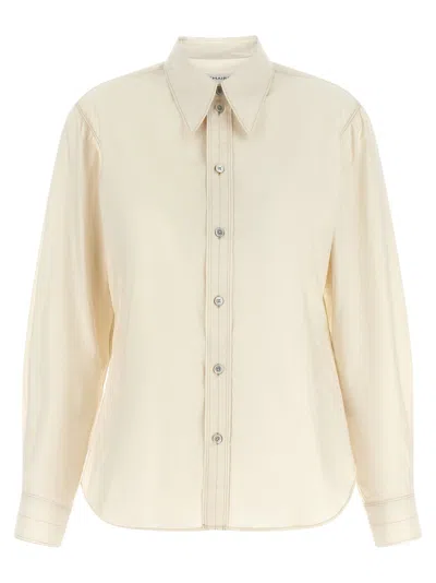 Lemaire Pointed Collar Cotton-silk Shirt In Cream