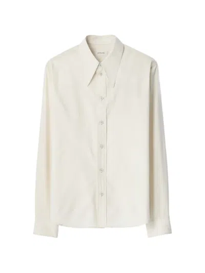 Lemaire Pointed Collar Shirt In Washed Cotton Silk In Neutral