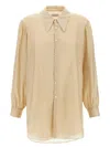 Lemaire Casual Shirt With Buttoned Cuffs And Curved Hem In Nude