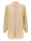 Lemaire Casual Shirt With Buttoned Cuffs And Curved Hem In Nude