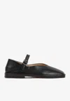 Lemaire Pointed Square-toe Ballerinas In Calf Leather In Black