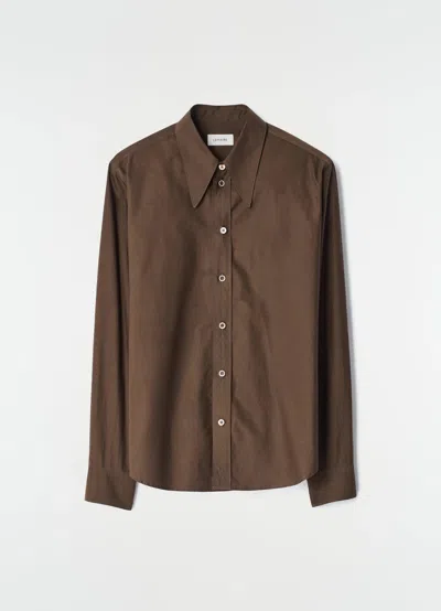 Lemaire Pointed-collar Cotton Shirt In Brown