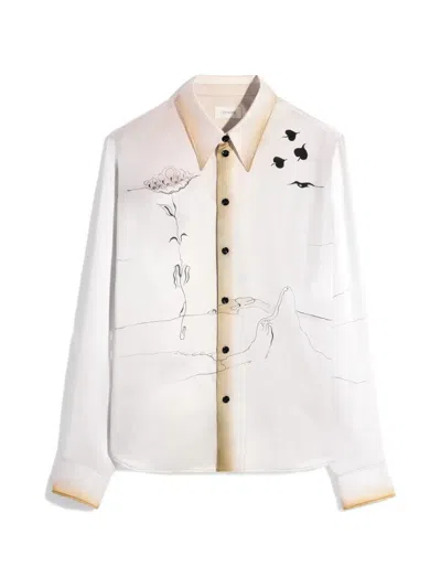 Lemaire Pointed-collar Landscape Shirt In Multi