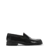 Lemaire Polished Black Calf Leather Loafers With Tonal Stitching In Black