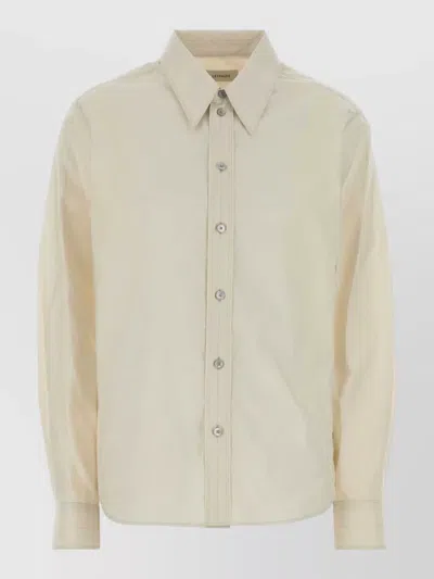 Lemaire Poplin Shirt Long Sleeves Buttoned Cuffs In Neutral