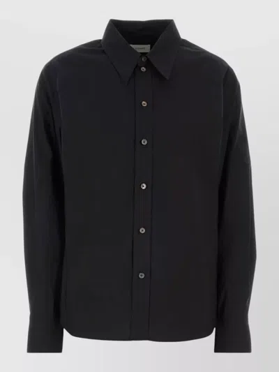 Lemaire Poplin Shirt Long Sleeves Straight Fit In Black