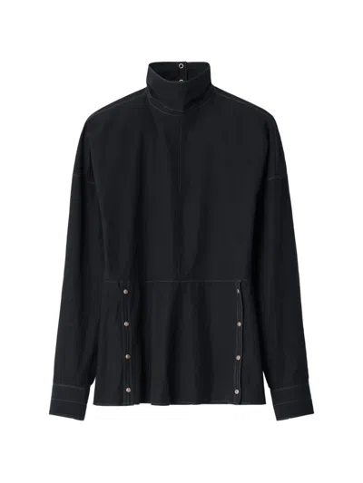 Lemaire Press-stud Bib Top In Cotton Crepe In Black