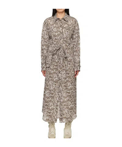Lemaire Printed Lapel Dress In Multicolor