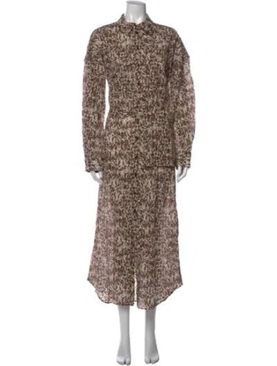 Pre-owned Lemaire Printed Long Dress W/ Tags In Brown