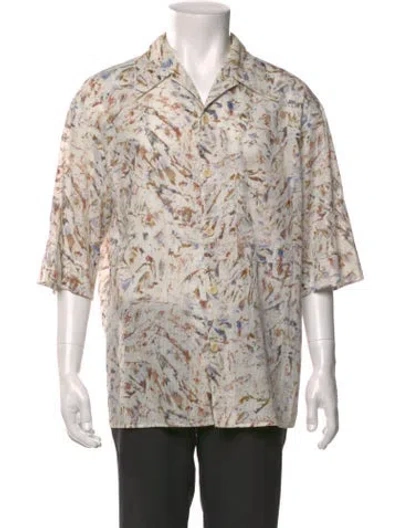 Pre-owned Lemaire Printed Short Sleeve Shirt In White