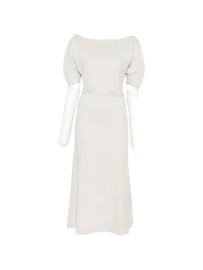 Lemaire Puffed-sleeve Midi Dress In Neutral