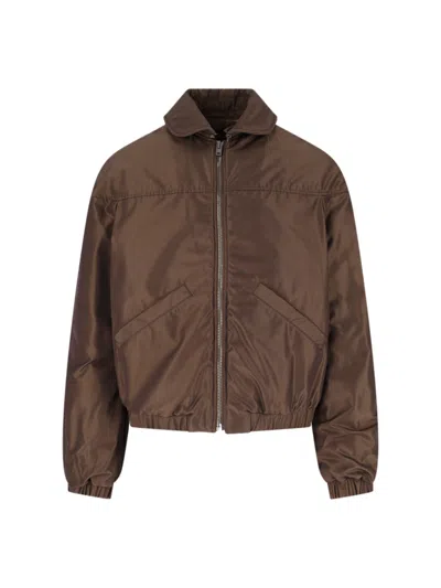 Lemaire Puffer Bomber Jacket In Brown