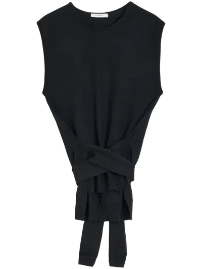 Lemaire Black Wrap Sleeveless Knit Top In Schwarz