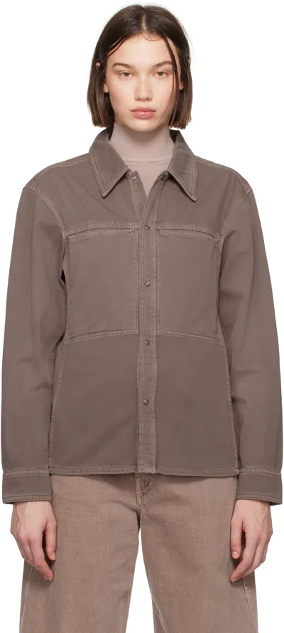 Lemaire Purple Fitted Denim Shirt In Pu814 Denim Mauve