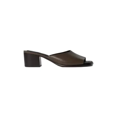 Lemaire Square Heeled Mules 55mm Dark Brown