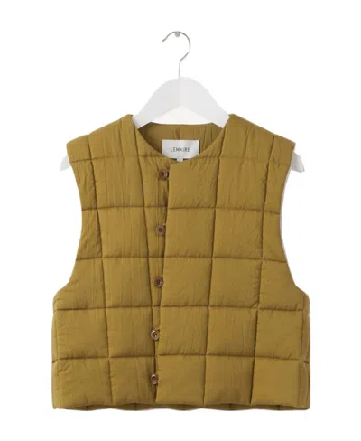 Lemaire Quilted Button Vest In Brown