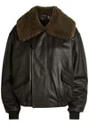 Lemaire Quilted Leather Jacket In Brown