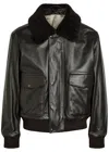 Lemaire Shearling-trimmed Leather Blouson Jacket In Brown