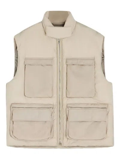 Lemaire Quilted Pocket Gilet In Neutral
