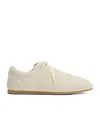 Lemaire Suede Low Profile Sneakers With Rubber Sole In White