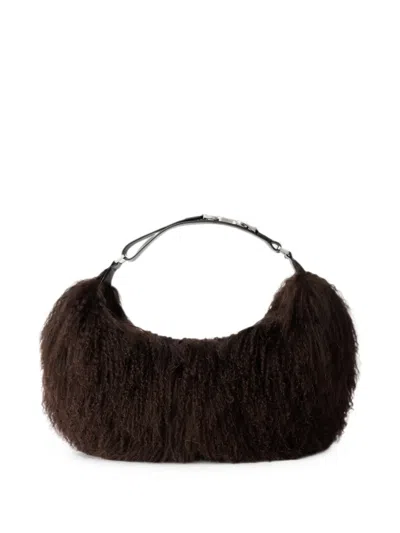 Lemaire Quiver Clip Bag In Mongolian Lambskin In Brown