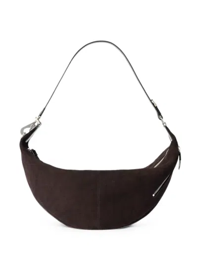 Lemaire Quiver Clip Bag In Suede Leather In Brown