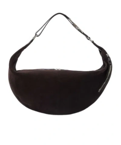 Lemaire Quiver Clip Large Suede Shoulder Bag In Black