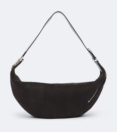 Lemaire Quiver Clip Suede Shoulder Bag In Brown