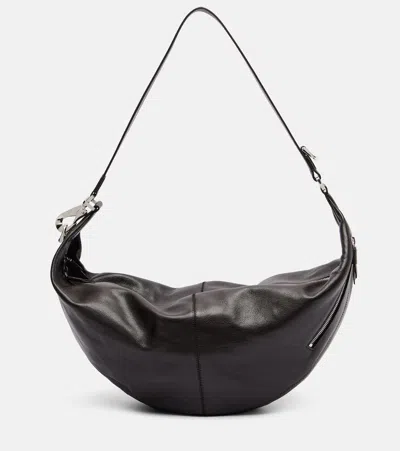 Lemaire Quiver Leather Shoulder Bag In Black