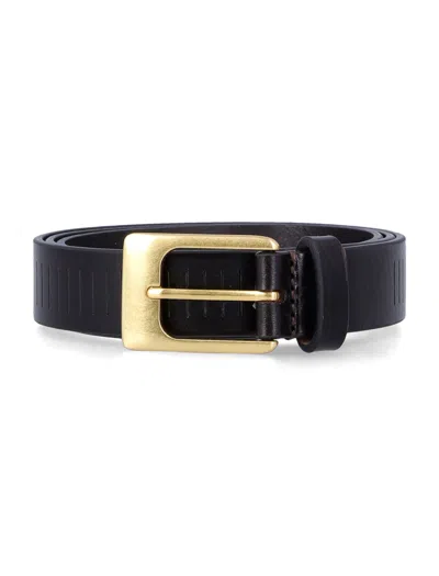 Lemaire Adjustable Smooth Finish Leather Waist Belt In Black