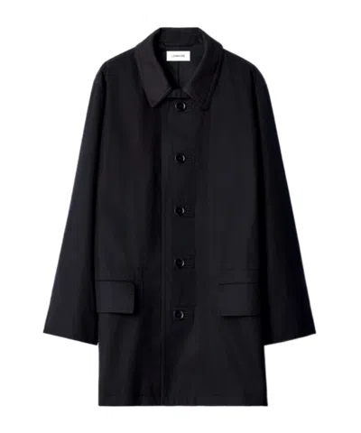Lemaire Raincoat In Water-repellent Ventile Cotton Twill In Black