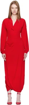 Lemaire Pocket-detail Cowl-neck Midi Dress In Red