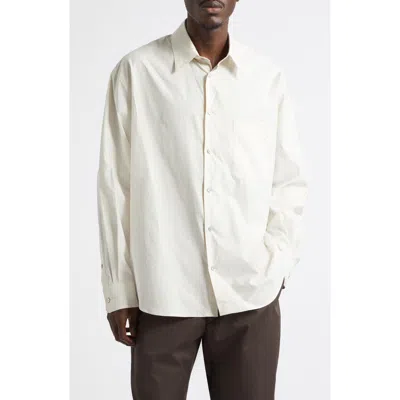 Lemaire Regular Fit Cotton & Silk Button-up Shirt In Neutral