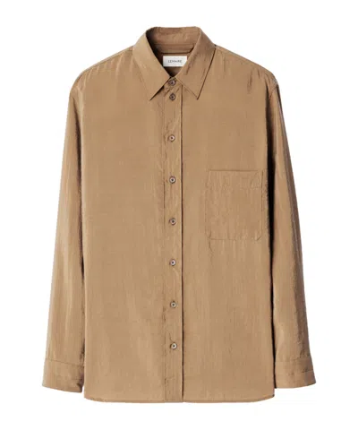 Lemaire Regular Shirt In Dry Silk In Neutral