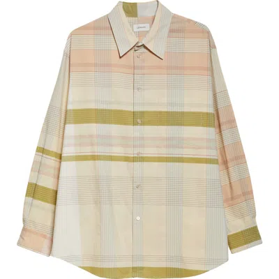 Lemaire Relaxed Check Cotton Button-up Shirt In Beige