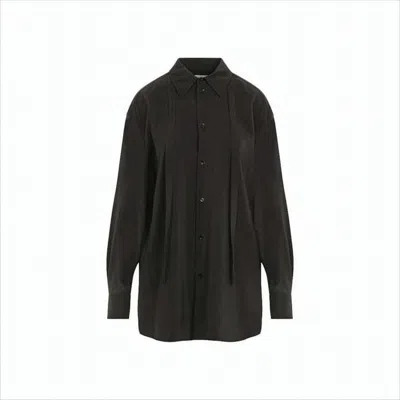 LEMAIRE RELAXED FIT BLACK SHIRT WITH CLASSIC COLLAR