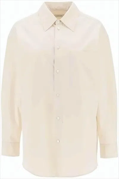 Lemaire Relaxed Fit Cotton Shirt With Classic Collar In Neutral