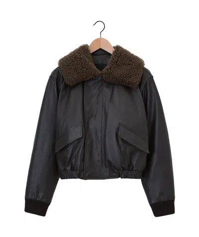 Lemaire Relaxed Fit Leather Blouson In Black