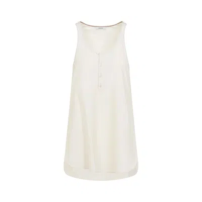 Lemaire Relaxed Fit Sleeveless Top With Button Placket In Neutrals