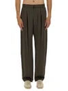 Lemaire Pleated Waistband Trousers With Practical Pockets In Brown