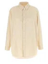 Lemaire Casual Shirt With Buttoned Cuffs And Curved Hem In Neutral