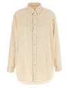 Lemaire Casual Shirt With Buttoned Cuffs And Curved Hem In Neutral