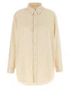 Lemaire Casual Shirt With Buttoned Cuffs And Curved Hem In Neutral
