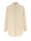 Lemaire Casual Shirt With Buttoned Cuffs And Curved Hem In Neutral