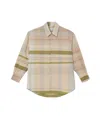 Lemaire Relaxed Check Cotton Button-up Shirt In Beige/cream/light Blue